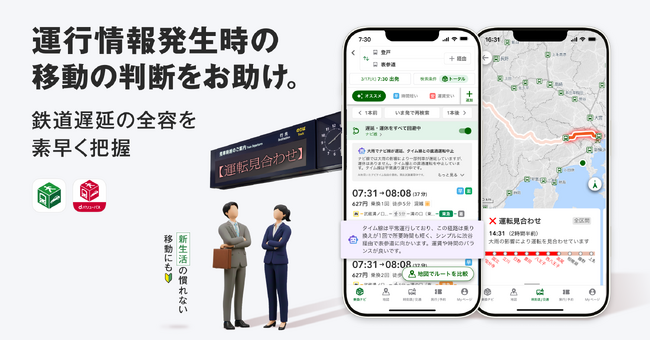 『NAVITIME』『NAVITIME for dバリューパス』、鉄道の遅延・運休発生時における新機能を提供開始