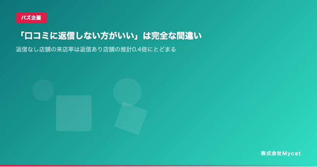 「口コミに返信しない方がいい」は完全な間違い ── 返信なし店舗の来店率は返信あり店舗の推計0.4倍にとどまる