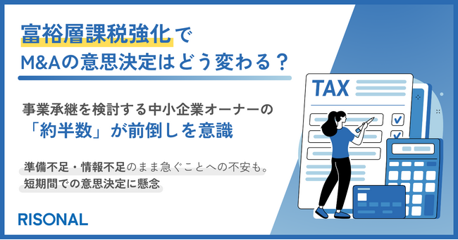 富裕層課税強化をきっかけに、事業承継M&Aの前倒しを意識する層が約半数