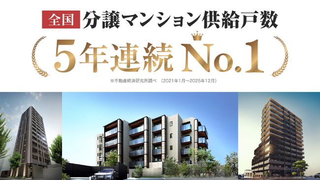 2025年 全国分譲マンション 売主グループ別供給戸数ランキング5年連続No.1を獲得！