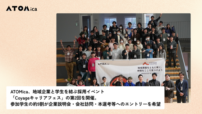 ATOMica、地域企業と学生を結ぶ採用イベント「Coyageキャリアフェス」の第2回を開催。参加学生の約9割が企業説明会・会社訪問・本選考等へのエントリーを希望