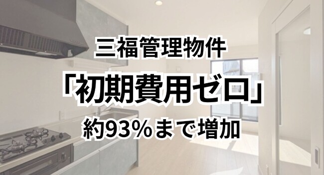 「初期費用ゼロ」賃貸物件が約93%まで増加|愛媛県松山市・三福管理のマンション・アパート調査