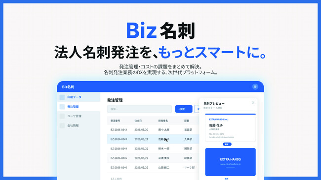 名刺発注DX『Biz名刺』誕生！好評の『マイ名刺 biz』が名称変更してパワーアップしました！