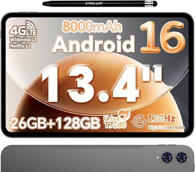 【18％OFF】Android 16搭載の13インチ大型タブレット「Teclast T65 128GB」が大特価｜通常28,900円→23,654円の期間限定セール /20GB+128GB/120Hz