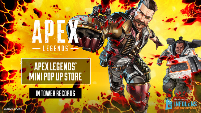 『Apex Legends(TM)』の期間限定ショップ「Apex Legends(TM) mini POP UP STORE in TOWER RECORDS」が東京・福岡・大阪のタワーレコードにて開催決定！