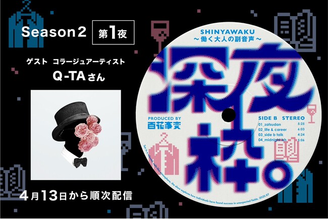 Podcast「深夜枠。～働く大人の副音声～」がリニューアル！コラージュアーティストQ-TAさんと「“コラージュ思考”と組織・キャリア」について語るSeason 2 第1夜は4月13日より順次配信