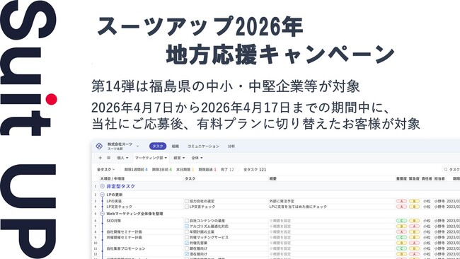 「スーツアップ2026年地方応援キャンペーン」第14弾（福島県）のお知らせ