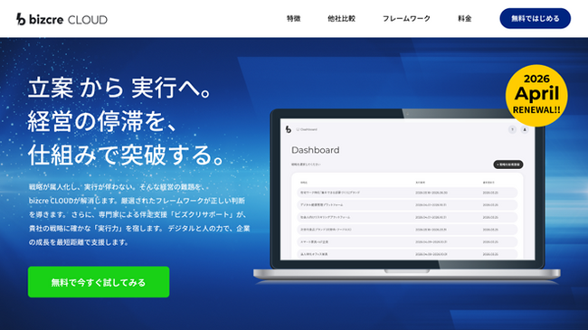 経営戦略を推進するクラウドサービス「ビズクリクラウド」リニューアルのお知らせ
