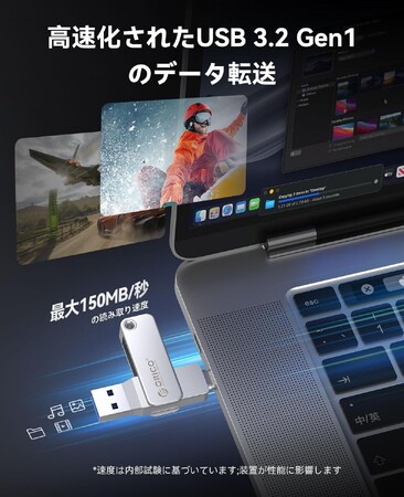 【今だけ10%OFF】新着1位＆月販1000点超！ORICO EB05 USBメモリ - 高速150MB/sの金属製回転式