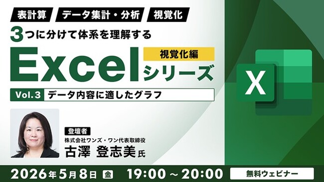 【Excel中級者】作ったグラフを“思い通りに編集”してより見やすく！5/8（金）～ 無料セミナー「体系を理解するExcelシリーズ データ集計・視覚化編 Vol.3～Vol.7」