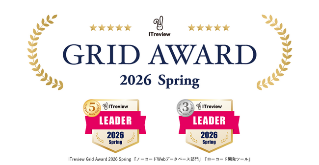 ローコード開発プラットフォーム「SPIRAL ver.1」が「ITreview Grid Award 2026 Spring」の2部門で19期連続最高位「LEADER」を受賞