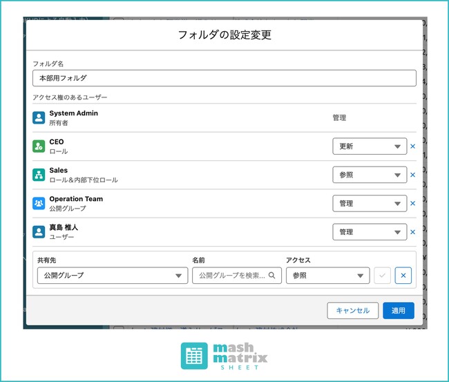 マッシュマトリックス、Salesforceの権限体系と連動する「ブック・フォルダの共有権限管理」機能を提供開始