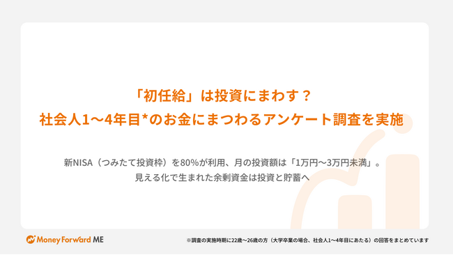 初任給は「投資」へ?社会人1~4年目のお金にまつわるアンケート調査を実施