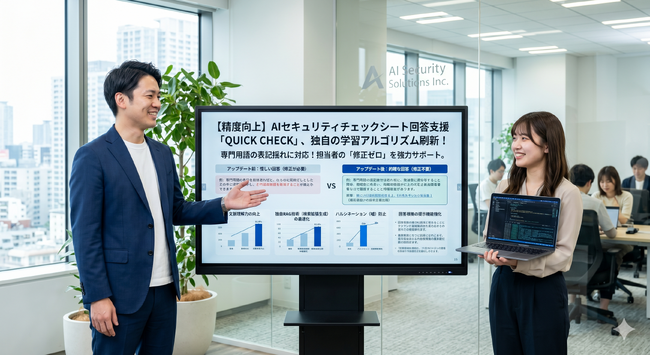 AIセキュリティチェックシート回答支援「QUICK CHECK」、独自の学習アルゴリズム刷新により自動回答の精度が大幅向上！