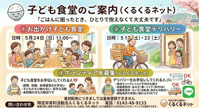 室蘭発｜出張型子ども食堂が本格始動キユーピーみらいたまご財団の助成に採択