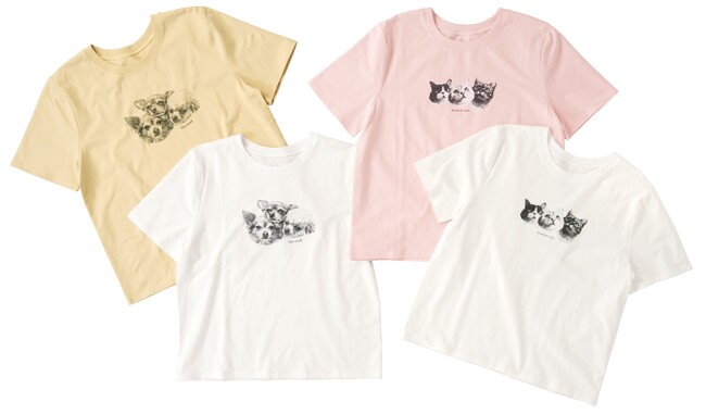 【ニトリのアパレルブランドN+】愛らしい表情に癒される。モノクロ配色の「犬・猫フォトTシャツ」が新登場