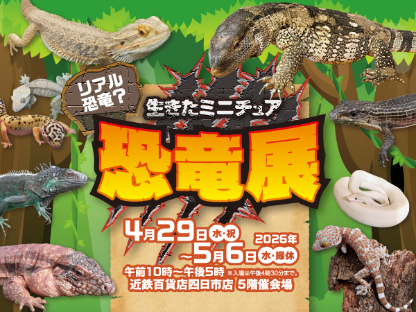 【近鉄百貨店 四日市店】“現代の恐竜たち”が集結! 生きたミニチュア恐竜展