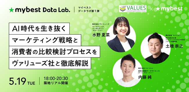 【マイベストデータラボ第1弾】月間3,000万人が利用する商品比較サービス「マイベスト」AI時代を生き抜くマーケティング戦略と、消費者の比較検討プロセスをヴァリューズ社と徹底解説