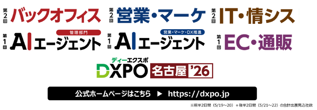 業務効率化・売上アップ・システム開発・DX推進のための展示会名古屋開催！本分野 中部エリア最大級の270社※が出展！