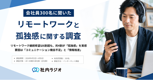 リモートワーク継続希望は6割超も、約4割が「孤独感」を経験