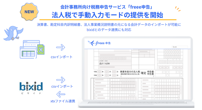 freee申告 法人税、freee会計の情報を利用せずに申告書を作成・申告できる 「手動入力モード」の提供開始