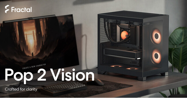 Fractal Design社製、同社初となるピラーレスデザインのミドルタワー型PCケース「Pop 2 Vision」シリーズを発表