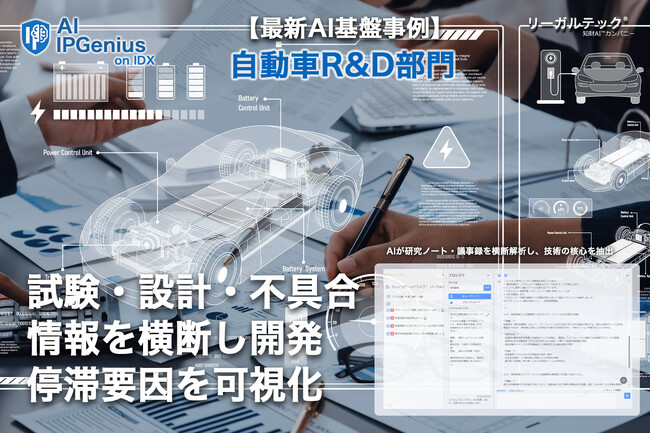 自動車R&D部門で初導入、分断データを統合する「AI IPGenius」―試験・設計・不具合情報を横断し開発停滞要因を可視化