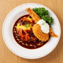 海老フライとカニクリームコロッケのデミグラスオムライス 海老フライとカニクリームコロッケのデミグラスオムライス