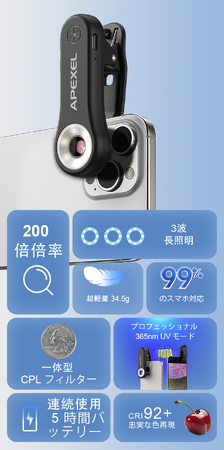 APEXEL 200X 超高倍率ポケット顕微鏡今日11 時正式リリース、限定最大 50% OFF 早割開始