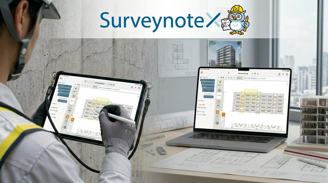 建築業界における大規模修繕の現場と管理をつなぐクラウドサービス「SurveynoteX」、2026年5月11日リリース