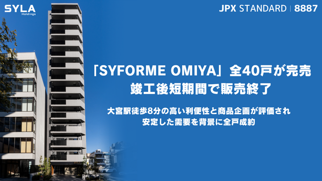 「SYFORME OMIYA」全40戸が完売、竣工後短期間で販売終了