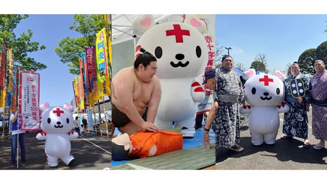 赤十字講習100周年　ハートラちゃんが心肺蘇生のPR