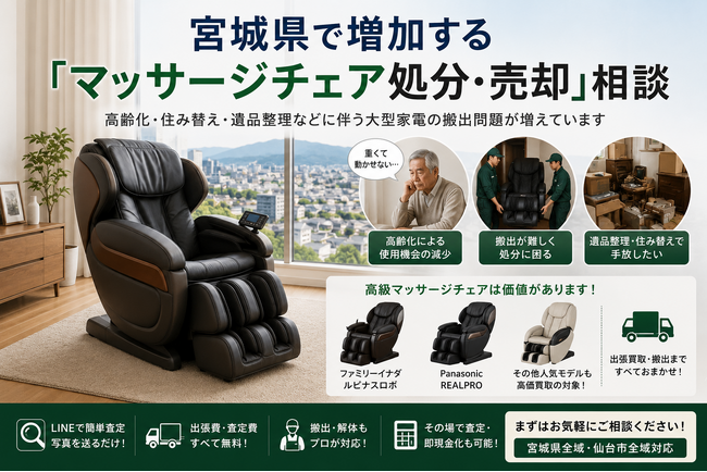 宮城県・仙台市で「マッサージチェア買取強化」を開始　『出張買取はなまる』が共同販売ルート構築で高価買取体制を拡充