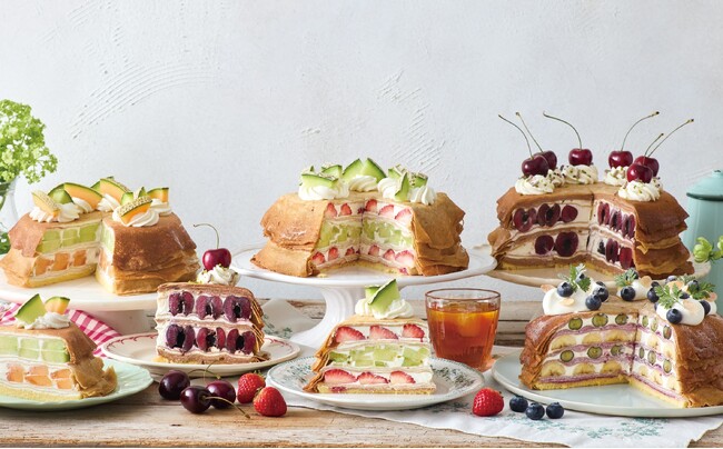 【Afternoon Tea LOVE&TABLE】ザクザク＆パリパリ食感！爽やかなチョコミントの新作ミルクレープ、アメリカンチェリーや国産ブルーベリーの季節ミルクレープなど発売