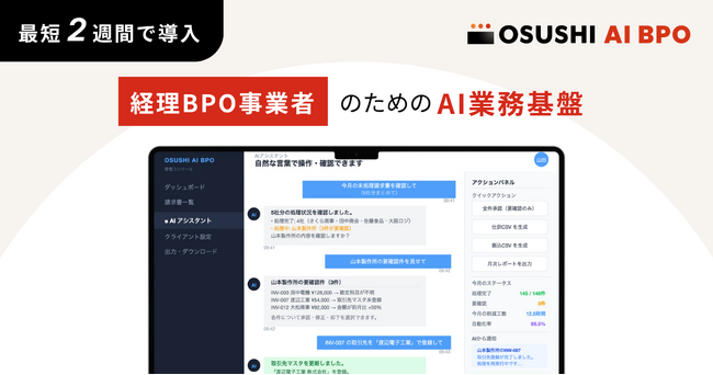 OSUSHI、経理BPO事業者向けAI業務基盤「OSUSHI AI BPO」を提供開始