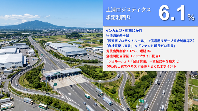 【新ファンド公開！】『らくたま43号（土浦ロジティクス）』5月18日19時より募集開始！