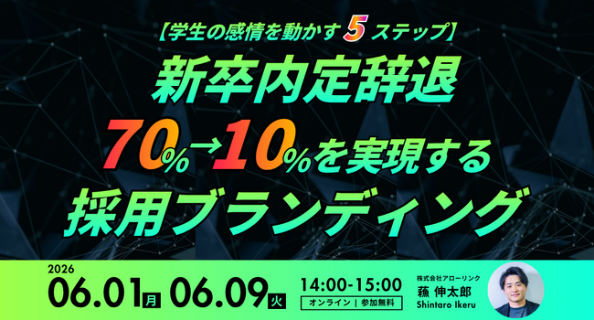 【学生の感情を動かす5ステップ】新卒内定辞退70%→10%を実現する採用ブランディング｜アーカイブ配信