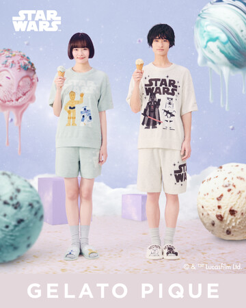 【gelato pique】『STAR WARS』の銀河や惑星をジェラート ピケらしく甘くとろけるアイスで表現し、人気キャラクターをあしらった遊び心あるコレクションが初登場！＜6月5日発売＞
