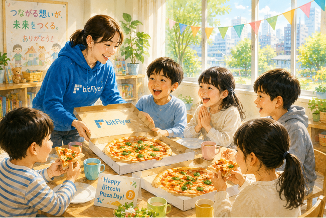 bitFlyer、ビットコインピザデーに合わせ東京都内の児童養護施設へ 1,168 枚のピザを寄贈