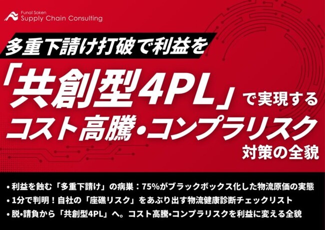 中小製造・小売・卸売業向けに物流コスト高騰とコンプライアンスリスクに対応する「共創型4PL」導入戦略の解説資料を公開いたしました｜株式会社船井総研サプライチェーンコンサルティング