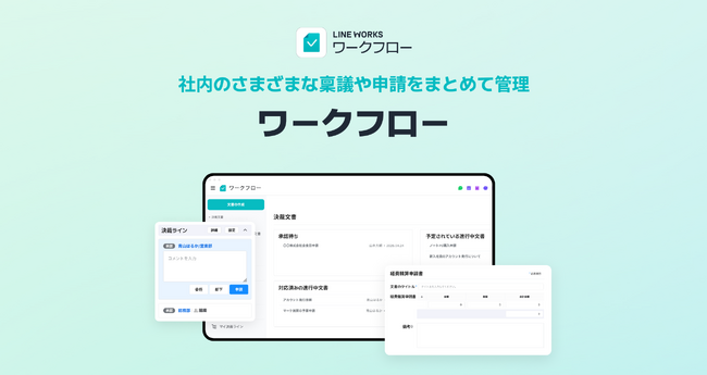 LINE WORKS、社内の稟議や申請、承認の一元管理が可能になる新オプション「LINE WORKSワークフロー」を7月より提供開始