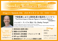 《医師・歯科医師・薬剤師向け》無料オンラインセミナー6/21(日)朝10時開催 『予防医療における黄斑色素の臨床的インパクト』シェルビー テンプル 先生(School of Optometry,Aston University, Honorary Professor)