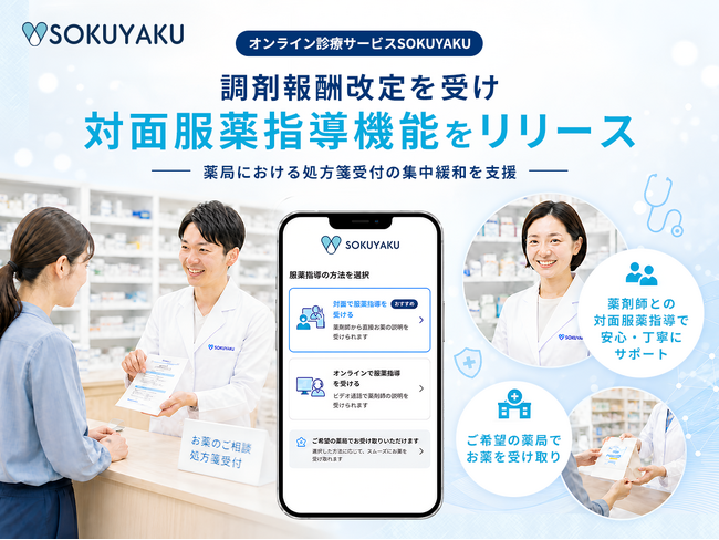 オンライン診療サービス「SOKUYAKU」調剤報酬改定を受け対面服薬指導機能をリリース