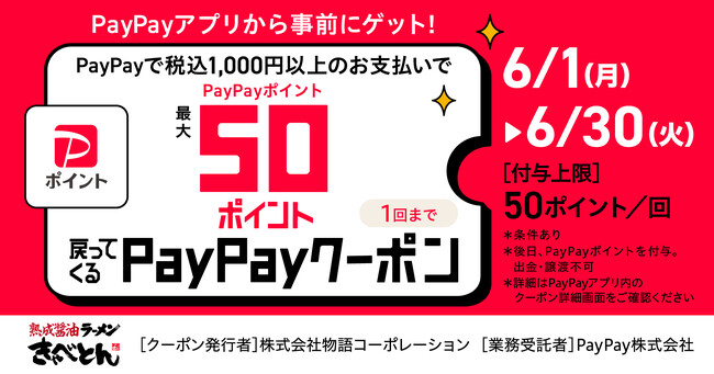 【きゃべとん】本日より50ポイント付与!PayPayクーポンキャンペーン開催