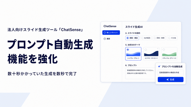 法人向けスライド生成AI「ChatSense」、プロンプト自動生成機能を強化