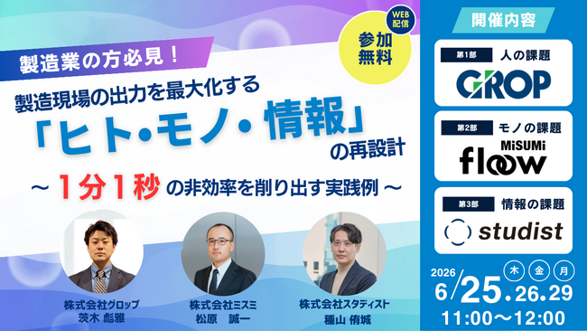 【6/25開催】製造現場に潜む「ヒト・モノ・情報」の停滞。1分1秒の非効率を削り出すための実践的な手法を解説