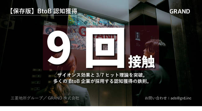BtoBイベント・展示会・ウェビナー施策のマーケティング鉄則｜オフィスビル広告『GRAND』、多くの広告主が9回接触で成果を創出