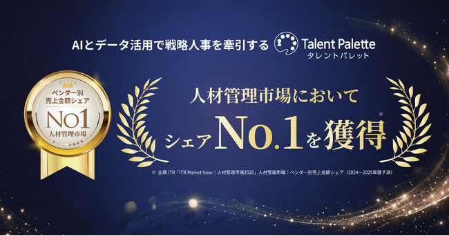 AIとデータ活用で戦略人事を牽引する『タレントパレット』、人材管理市場において売上シェアNo.1を獲得