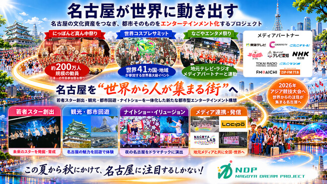 【世界が注目する名古屋へ】名古屋を、世界に誇れる“エンタメ都市”　副首都へ―200万人×41カ国×テレビ/ラジオ各局が動く都市型エンターテインメントプロジェクト始動!!︎