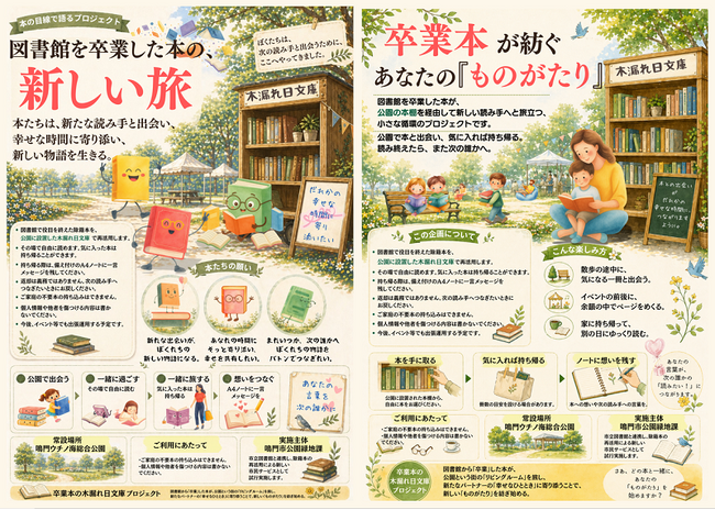 【徳島県鳴門市】図書館を卒業した本が公園へ　「卒業本の木漏れ日文庫プロジェクト」始動